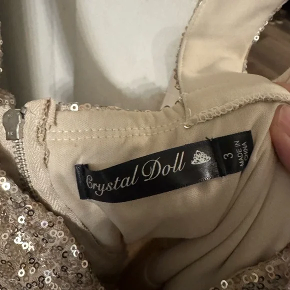 Crystal Doll Gold Sequin NYE/prom/ wedding Dress - Picture 8 of 10